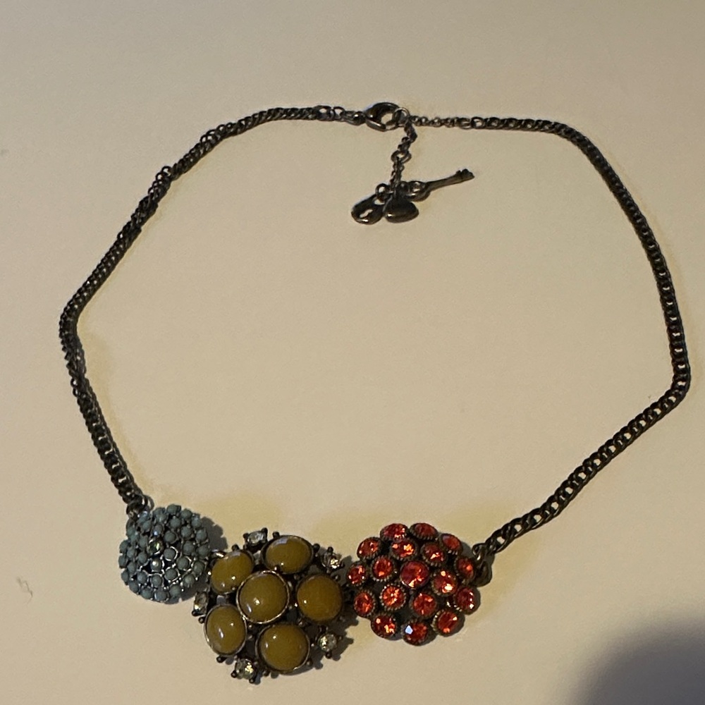 Elegant Multicolor Fossil Statement Necklace